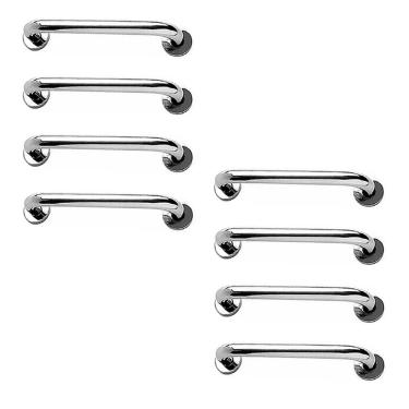 Imagem de Barra de Apoio 40cm Aço Inox Kit 8 Unidades Idoso Criança Gestante Cadeirante Banheiro Box Suporte Corrimao Escada Acessibilidade Resistente