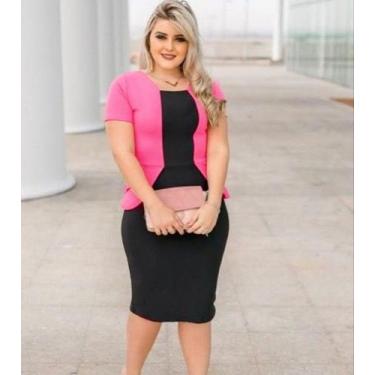 Imagem de Vestido Plus Size Peplum Blazer Moda Feminina Evangélica - Miss Flower