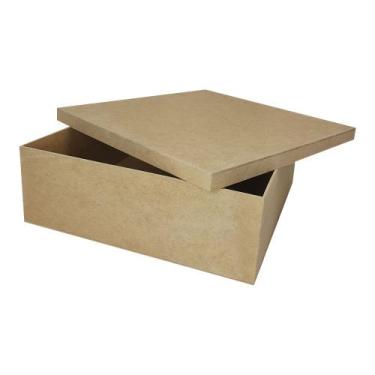 Imagem de Caixa Quadrada Tampa Sapato 30x30x20 Mdf Madeira - ATACADÃO DO ARTESAN
