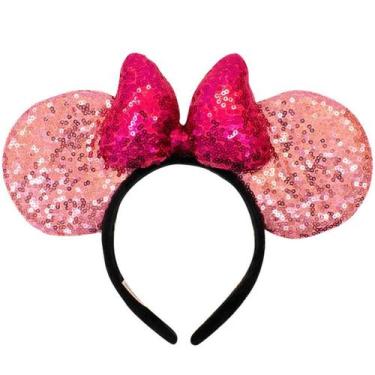 Imagem de Tiara Laço Roxo Orelhas Rosa Minnie Lantejoulas - Disney - Taimes