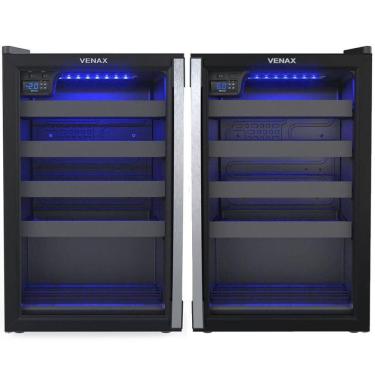 Imagem de Conjunto Venax Expositora Champanheira Porta Invertida e Adega Piubella 100 Litros Preto Fosco 220v