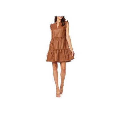 Imagem de Mud Pie Vestido feminino de couro Tabitha, Marrom, M