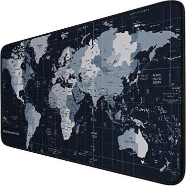 Imagem de Mouse pad para jogos grande (80 x 39 cm), mouse pad espesso estendido antiderrapante resistente a derramamentos com superfície texturizada especial, bordas costuradas antiraios para esportes profissionais/Gamer/Desktop/escritório/Homemap
