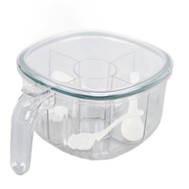 Imagem de Organizadores de Condimentos de Cozinha, 4 Compartimentos, Caixa de Tempero, Recipientes de Armazenamento de Cozinha Com Tampa para Sal, Açúcar, Especiarias