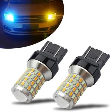 Imagem de iBrightstar Lâmpadas LED Switchback Super Bright 7443 7444NA com substituição de projetor para luzes diurnas/DRL e seta, azul gelo/âmbar