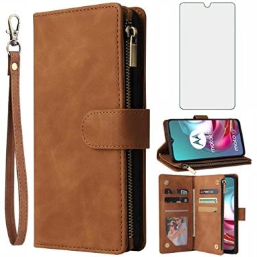 Imagem de Asuwish Compatível com Moto G30/G20/G10/10 Power 2021 capa carteira de vidro temperado protetor de tela flip capa porta-cartões capas de celular para MotoG30 MotoG20 MotoG10 Motorola G 30 20 G10Power