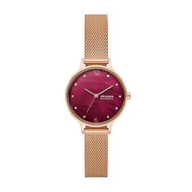 Imagem de Skagen Relógio feminino Anita Lille com três ponteiros em malha de aço inoxidável ouro rosa, Ouro rosa