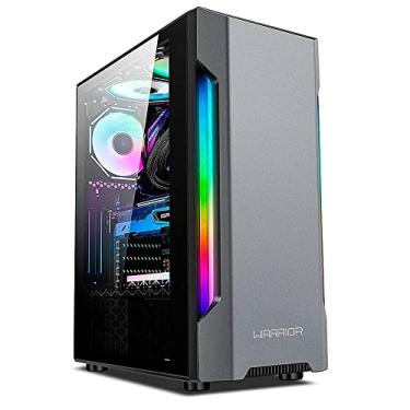 Imagem de Gabinete Gamer com lateral de vidro Mohawk RGB Preto/Prata Warrior - GA215
