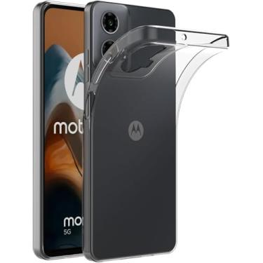 Imagem de MaiJin Capa para Motorola Moto G34 (6,5 polegadas) Capa traseira transparente de gel de borracha TPU macia