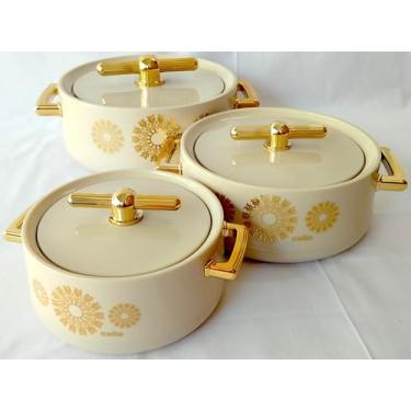 Imagem de Conjunto de panela quente isolada | Caçarola interna de aço inoxidável (conjunto de 3: 500 ml, 1000 ml, 1500 ml) | Chapati, Roti, Tortilla & Biryani Hotpot | Sem BPA, isolado em PU | Mantém os