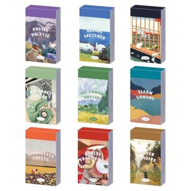 Imagem de 9 Sets 450 Pcs Washi Stickers Book for Journaling,Aesthetic Scrapbooking Art Sticker Supplies Kit Vintage Decorative Sticker Set for Adults Bullet Junk Reading Coffee Journal Scrapbook Collage Paper