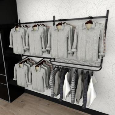 Imagem de Arara de roupas closet quarto com 13 peças cremalheira 200x100 cm cor 