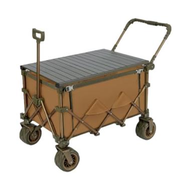 Imagem de carroça Carrinho de vagão oxford com rodas dobrável liga de alumínio utilitário vagão de mercearia acampamento carrinho de jardim para transportar cargas pesadas dobrável