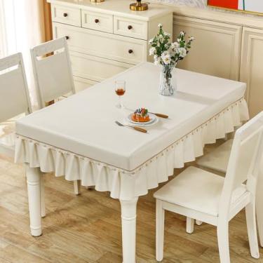 Imagem de JONKMY Toalha de mesa retangular retangular à prova d'água e à prova de óleo, toalha de mesa lavável em tecido para mesa de café de jantar, toalha de mesa, toalha de mesa de estudante, bege, 70 x 120