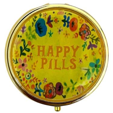 Imagem de Ankaful Estojo de comprimidos retrô fofo vintage de metal organizador de pílulas portátil compacto para bolsa/bolso para guardar vitaminas/Tylenol/suplementos/óleo de peixe/remédios/comprimido