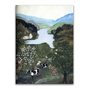 Imagem de Pinturas a óleo Grandma Moses Anna Mary Robertson. Reprodução impressa em tela. Arte famosa (Shenandoah Valley), pôster e impressões de paisagem. Imagens de arte de parede em tela 60 x 85 cm (24 x 34