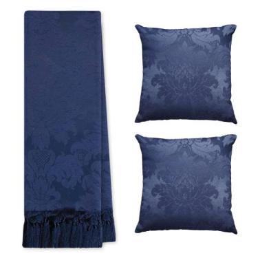 Imagem de Kit Manta Xale Grande Para Sofá E Cama Protetora Com 2 Capas de Almofa
