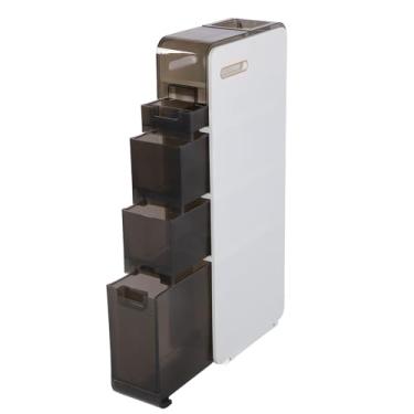 Imagem de Armário de Armazenamento do Banheiro, Caixa de Organizador de Armazenamento Esbelta do Piso Com Rodas de Rolamento Grande Capacidade de Rolamento Prateleiras de Armazenamento de