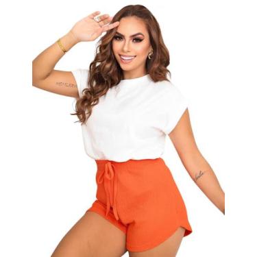 Imagem de Camiseta Manga Dobrada Blusinha Feminina Tshirt Blusa Algodão - Doce B