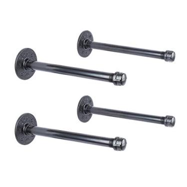 Imagem de Suportes para tubos industriais galvanizados por PIPE DÉCOR conjunto de 4 suportes de prateleira em aço industrial preto para pendurar prateleiras suporte montado na parede pré-selado e pronto para usar metal realmente durável (pais), 10 Inch