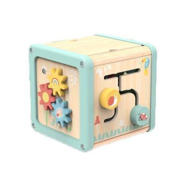 Imagem de Cubo De Atividades Bebê 1ano Madeira Montessori Tooky Toy
