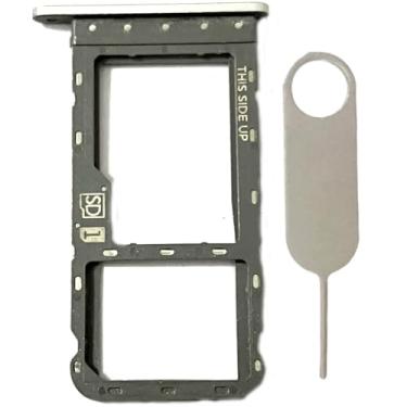 Imagem de Suporte para bandeja de cartão SIM único de substituição para cartão micro SD para Motorola Moto G Power 2021 XT2117 Incl pino ejetor de cartão (prata)
