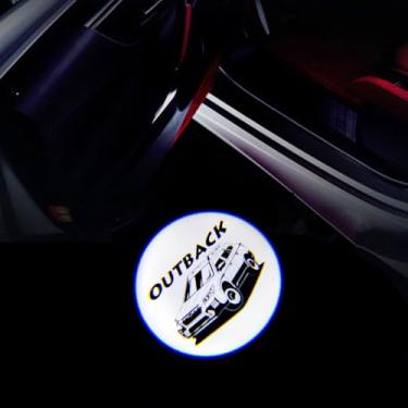 Imagem de 2 peças de luzes LED com logotipo para porta de carro, cortesia, projetor a laser, lâmpada de boas-vindas compatível com acessórios de carro Forester, Outback, Legacy, Ascent (Outback)