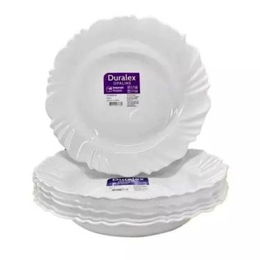 Imagem de Jogo Kit 12 Pratos Fundo Opaline Pétala Redondo Duralex Vidro Temperad