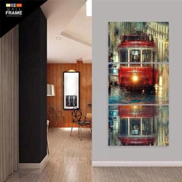 Imagem de Quadro Decorativo Pintura Bonde Vertical 120x60 3 Peças - Wall Frame