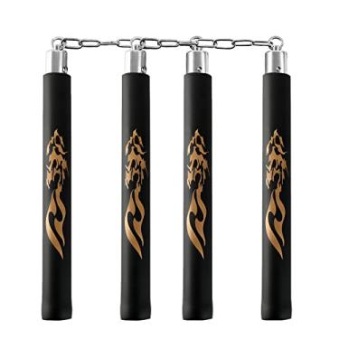 Imagem de Nunchuck TOPOINT, 2 pares de meias de borracha de espuma segura para treinamento/Nunchakus com corrente de aço para crianças e iniciantes para prática e treinamento (preto)
