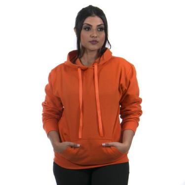 Imagem de Blusa de Moletom Feminina Canguru Capuz cor Laranja - Ipê Mulato, Lara
