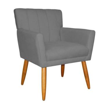 Imagem de Poltrona Sala de Estar Decorativa Cecília Suede Grafite - Belliv Decor