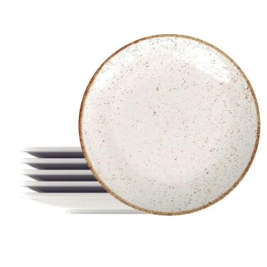 Imagem de Prato Raso De Porcelana Rústico Marrom 25cm 6un - Tramontina 96980/012