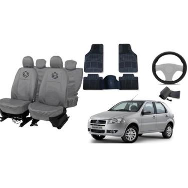 Imagem de Conjunto capa couro cinza Palio 05-10 + volante costurado - aero print