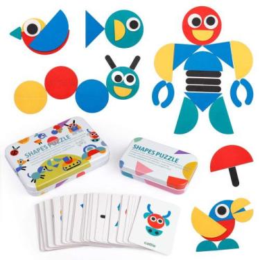 Imagem de Blocos de padrões de madeira Coogam Tangram Shape Puzzle Set Kids