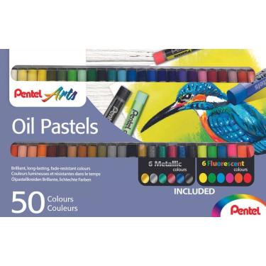 Imagem de Giz Pastel Oleoso 50 Cores Com Metalica Fluorescente Pentel