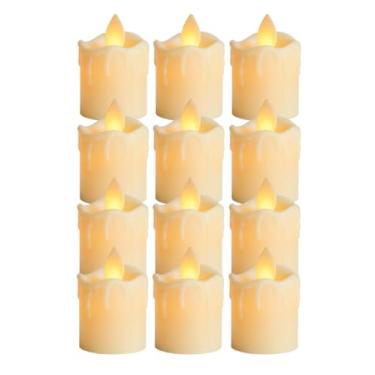 Imagem de Kit 12/24 Velas Led Eletrônica Chama Amarela Escorrida(24 Velas (modelo 2))