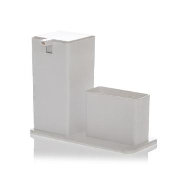 Imagem de Dispenser Quadrado Branco Com Porta Esponja Sabão Liquido - Paramount