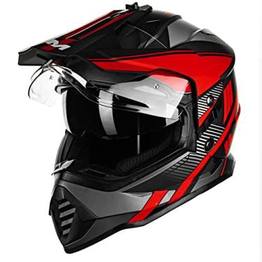 Imagem de ILM Capacete De Motocicleta Dual Sport Adventure Com Viseira Solar Compatível Com Pinlock Para Moto De Neve, Quadriciclo, Moto De Trilha, Off-Road, Modelo Ws902, Vermelho, Preto, Pequeno
