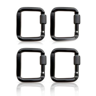 Imagem de NUEAYMS 4 peças fivela quadrada de mosquetão com fecho rápido para atividades ao ar livre chaveiro clipe de pressão fivela de mosquetão de liga de alumínio leve fivela de mosquetão durável