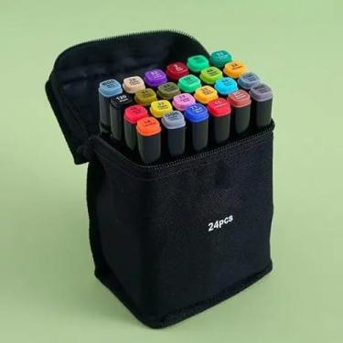 Imagem de Kit de Canetinhas Coloridas, 24 Cores, Ponta Fina, Tinta Lav?vel, At?xica