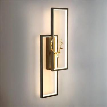 Imagem de Luminária de parede linear LED quadrada com fio, 3 modos de cores, iluminação de parede para sala de estar, quarto, cabeceira, corredor (esquerda)