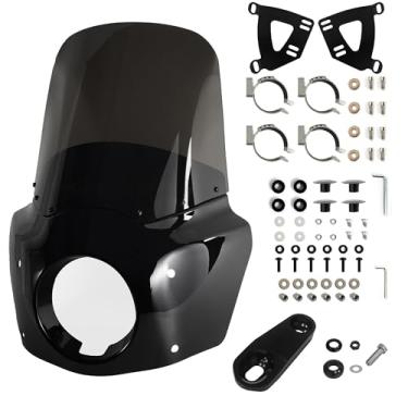 Imagem de BOSYCY Kit De Carenagem Para Para-Brisa Motocicleta, Farol 5,75" Motocicleta Fumê 15" Com Garfos 35-41 Mm, Compatível Harley Iron 883 Sportster 1100 1200