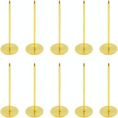 Imagem de 10 peças de tachas longas para estofamento de 18 mm x 50 mm, pregos de móveis de cabeça plana, tachas de polegar grandes, pinos de pressão de metal, para móveis sofás e cabeceiras decorativas, dourado