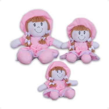 Imagem de Bonecas Pano Brincar Decoração Macia Versátil P, M, G Fofa (Rosa)