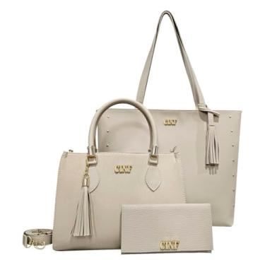 Imagem de Kit De Bolsa Feminina De Ombro + Transversal + Carteira (Marfim)