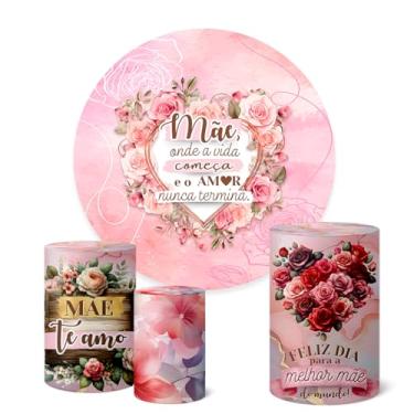 Imagem de Trio Capas Cilindro + Painel Redondo Sublimado 1,50m Dia Das Mães (K1MAE016)