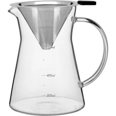 Imagem de Cafeteira De Vidro Com Filtro Kanne Transparente Luxo 600ml - Nh