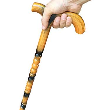 Imagem de LXPYMXDP Bengala de caminhada para adultos, bengala de madeira, muletas de madeira, bastão de caminhada, bengala, leve e resistente