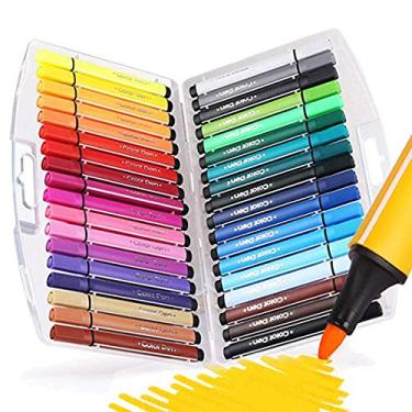 Imagem de SAYEEC Conjunto de canetas marcadoras de aquarela, 36 cores, ponta média, desenho, colorir, grande capacidade, caneta, marcador lavável para artistas, crianças, estudantes, escrevendo